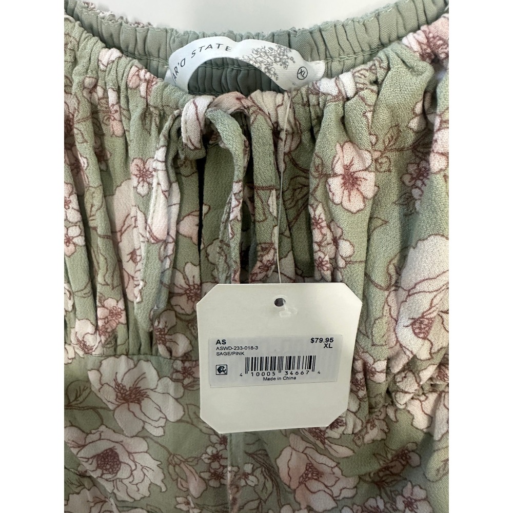 NWT Altard State Jessica Floral Midi Dress Milkmaid Coquette Cottage Green XL - Picture 7 of 14